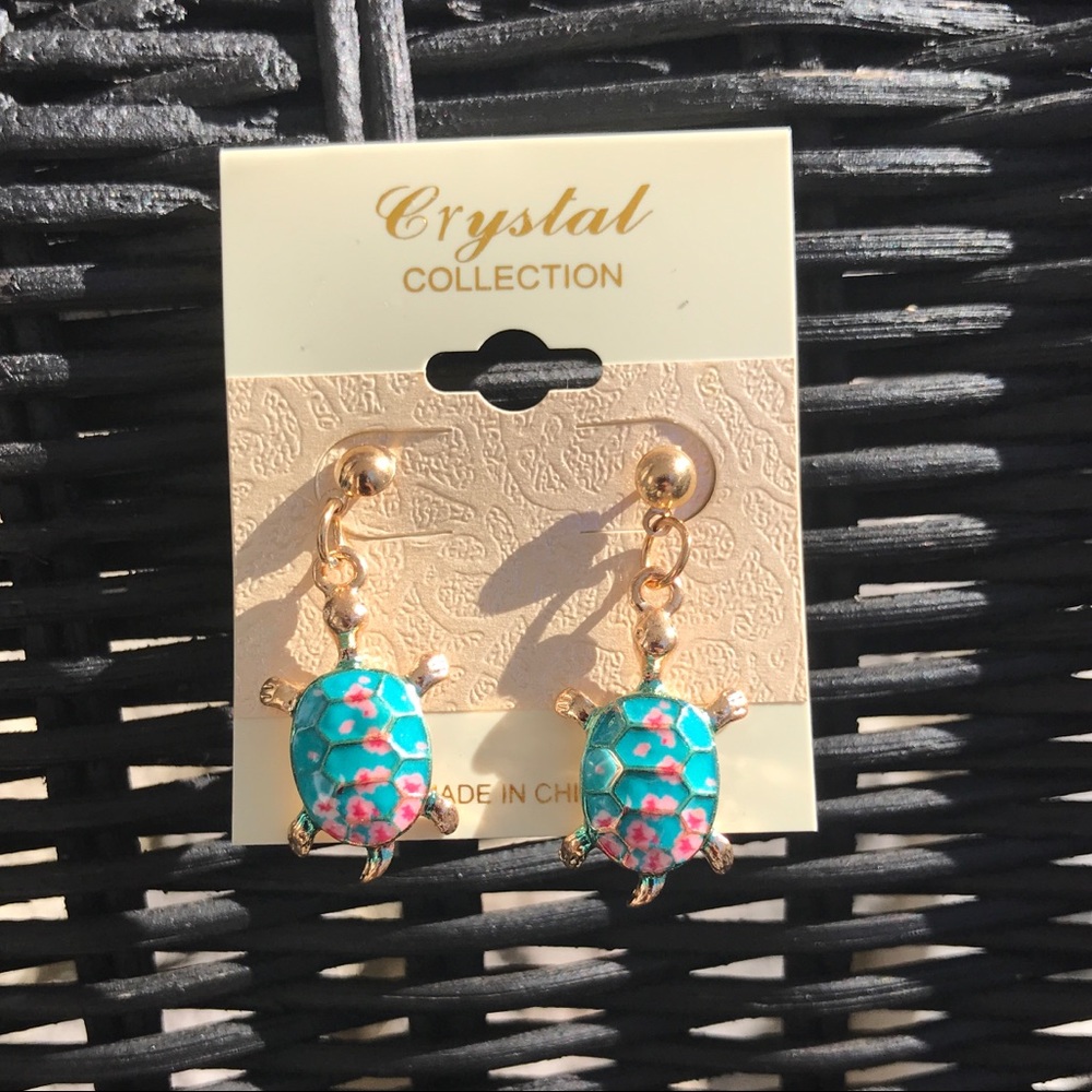 Blue and gold earrings